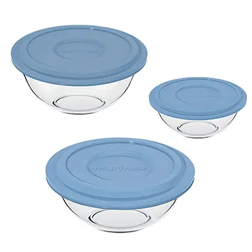Conjunto Tigelas Plus Marinex 3 Peças Com Tampa Azul