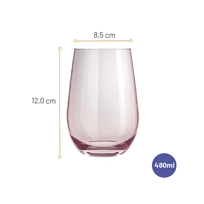 Jogo de Copos Multiuso Dubai Fluida Rosa Nadir 480ml 6 peças image number 1