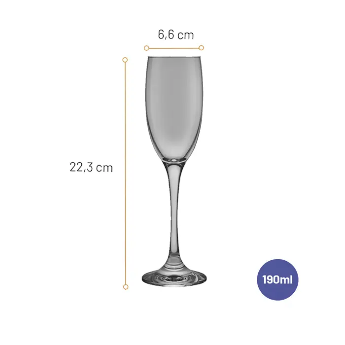 Jogo de Taças Champanhe Barone Cinza Nadir 190ml 6 peças image number 1