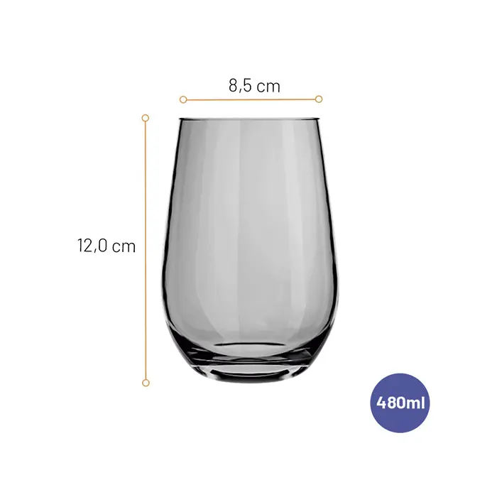 Jogo de Copos Multiuso Dubai Cinza Nadir 480ml 6 peças image number 1