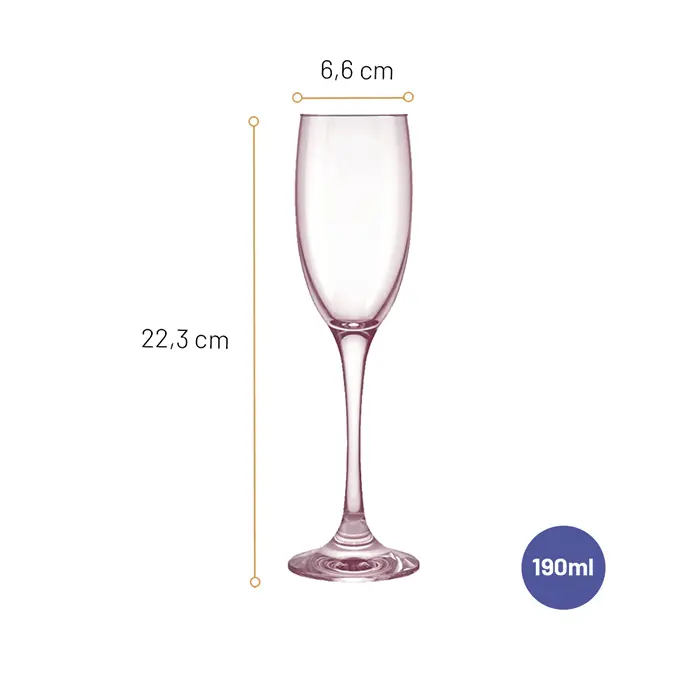 Jogo de Taças Champanhe Barone Rosa Nadir 190ml 6 peças image number 1