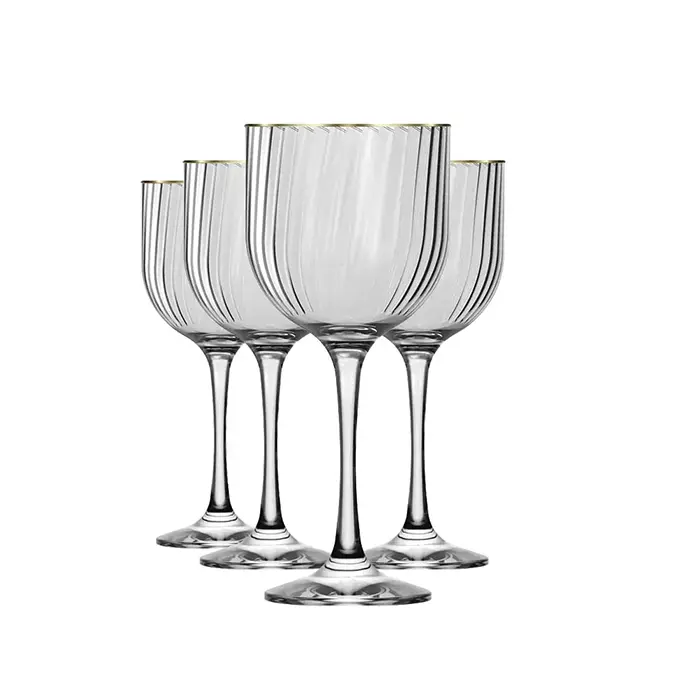 Jogo de Taças Fiore Nadir 515ml com 4 peças Filete de Ouro