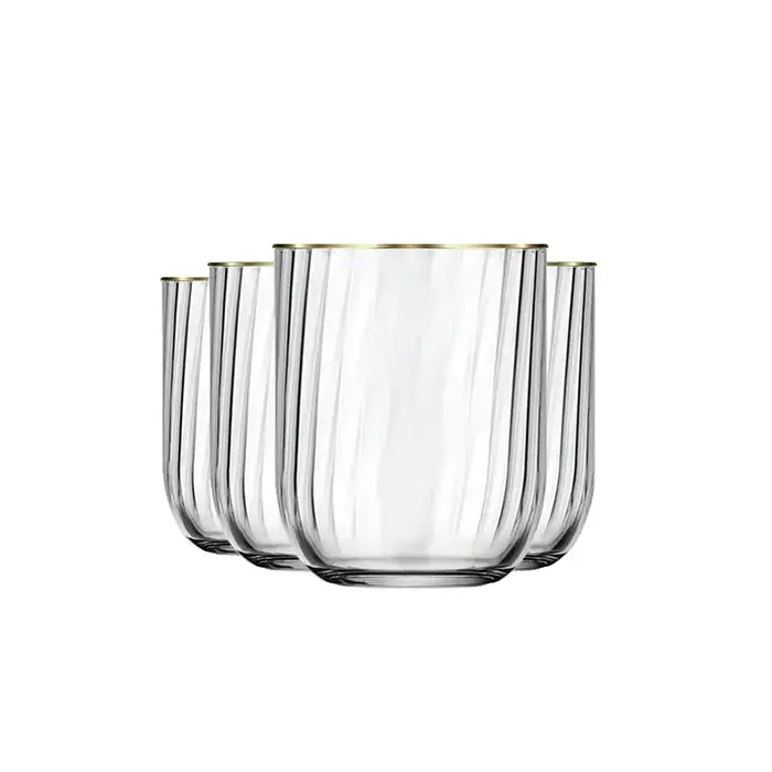 Jogo de Copos Fiore Nadir 305ml com 4 peças Filete de Ouro