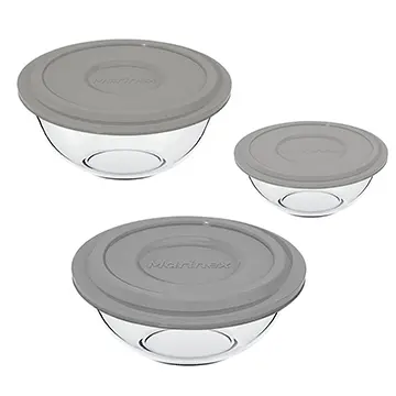 Conjunto Tigelas Plus Marinex 3 Peças Com Tampa Cinza